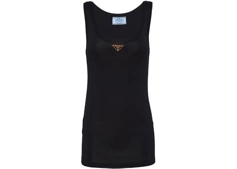 prada enameled logo top|Black Re.